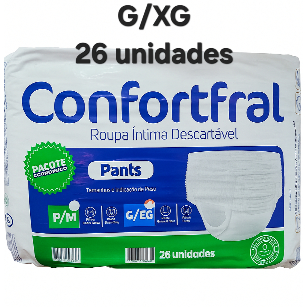 Roupa Intima tipo cueca calcinha Pacote Economico  Tamanho G/XG 26 unidades Peso +70kg Cintura 100cm a 154cmConfortfral