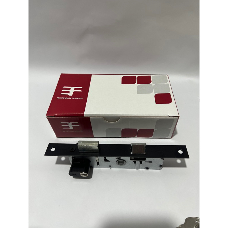 Fechadura Para Porta De Alumínio Preta Completa Perfil Estreito Broca 21mm/ Premium