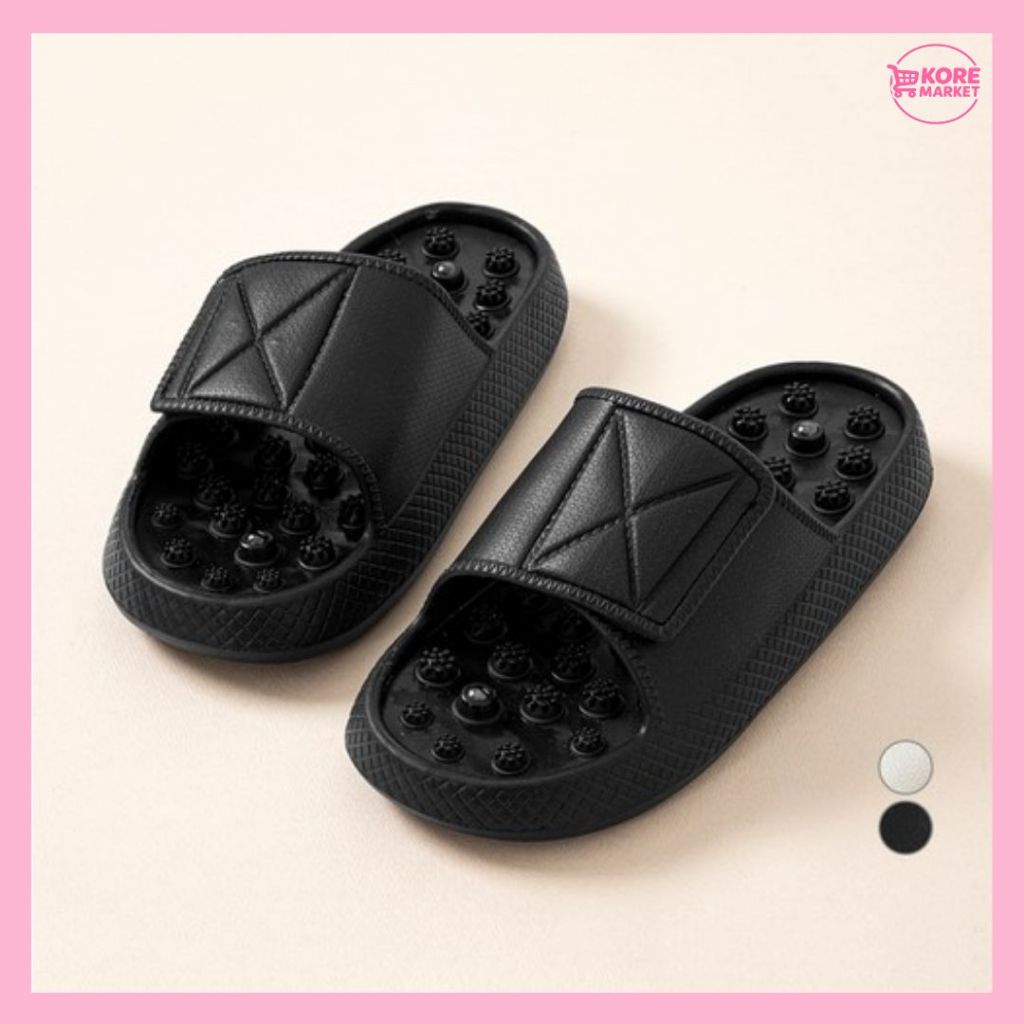 KOREMARKET FOOT MASSAGE SLIDES Interior E Exterior Preto – Conforto Antiderrapante Almofadado