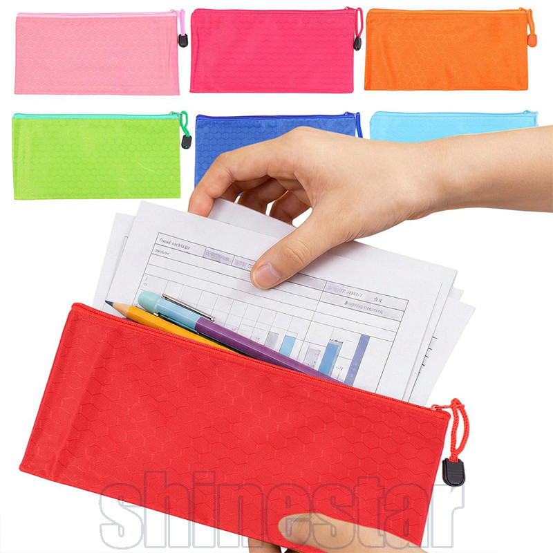 Bolsa De Armazenamento Com Zíper De Tecido Oxford De 10-2 Unidades-Bolsas Para Lápis-Documento Durável-Moedas De Cor Sól