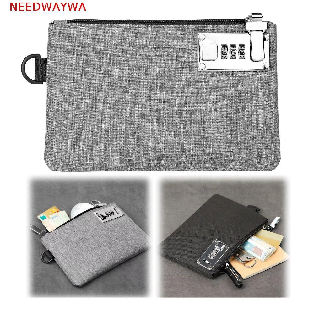 Carteira NEEDWAYWA Com Trava , Bolsa De Moedas Zíper Forte Dinheiro Fechadura Mão Masculina De Tecido Oxford