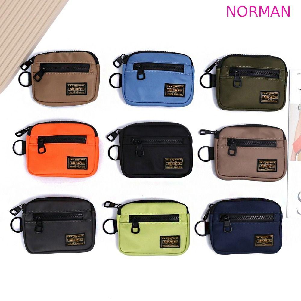 Bolsa De Moedas De Lona NORMAN , Carteira Masculina Portátil De Tecido Oxford Curta Com Zíper Estilo Coreano