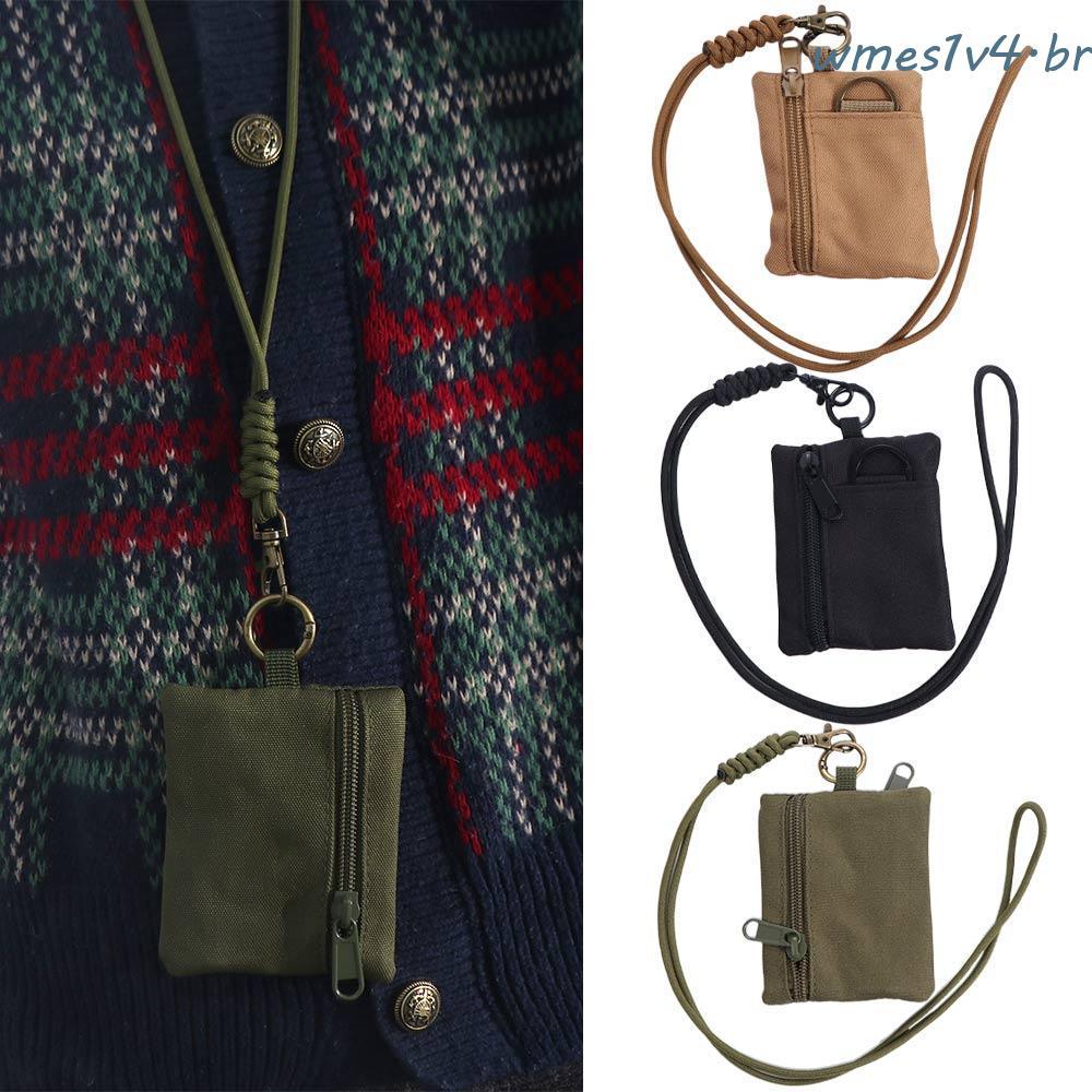 Mini Carteira De Tecido Oxford WMES , Bolsa De Moedas Casual De Nylon Pendurada No Pescoço , Zíper Com Cordão Porta-Cart