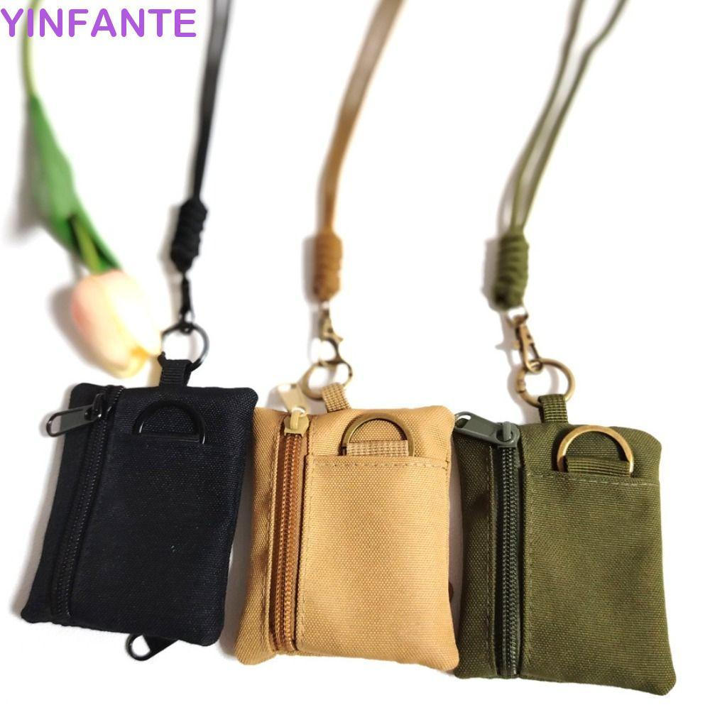 YINFANTEWN Bolsa De Moedas Pendurada No Pescoço , Mini Carteira De Tecido Oxford Com Zíper De Nylon , Porta-Cartões Pequ