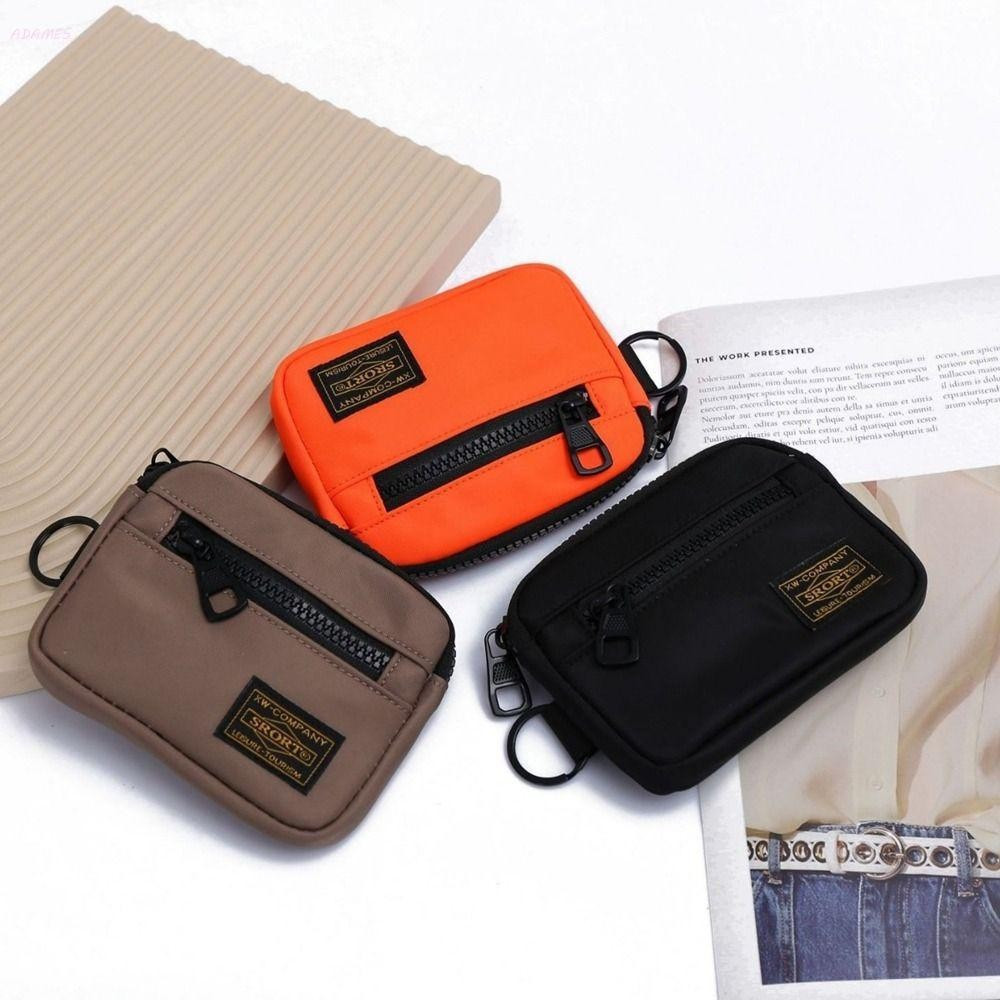 Bolsa De Moedas De Lona ADAMES , Carteira Masculina Portátil De Tecido Oxford , Porta-Cartões Com Zíper Curta