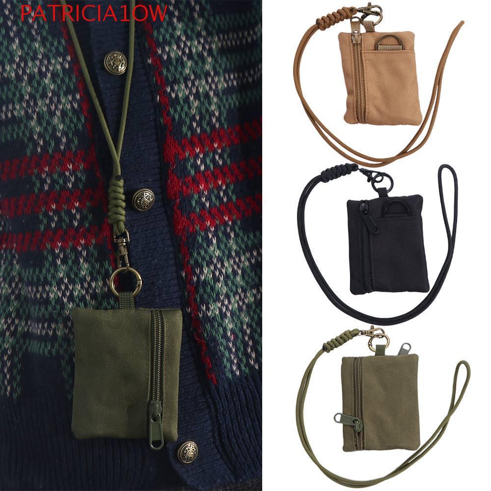 PATRICIA1OW Mini Carteira De Tecido Oxford , Bolsa De Moedas Quadrada Com Zíper Pendurada No Pescoço , Porta-Cartões Peq