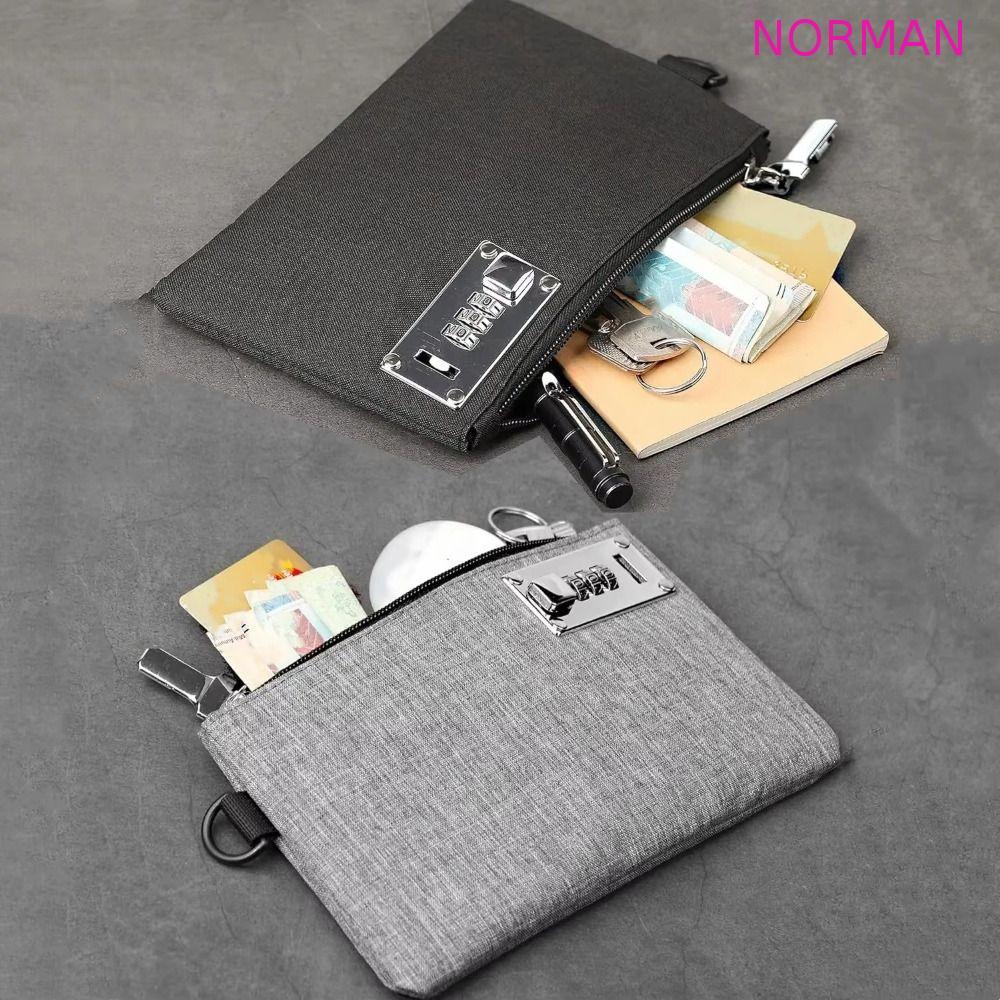 Saco De Dinheiro Com Fechadura NORMAN , Carteira De Tecido Oxford Antirroubo Trava , Bolsa De Moedas Mão Masculina De Ta