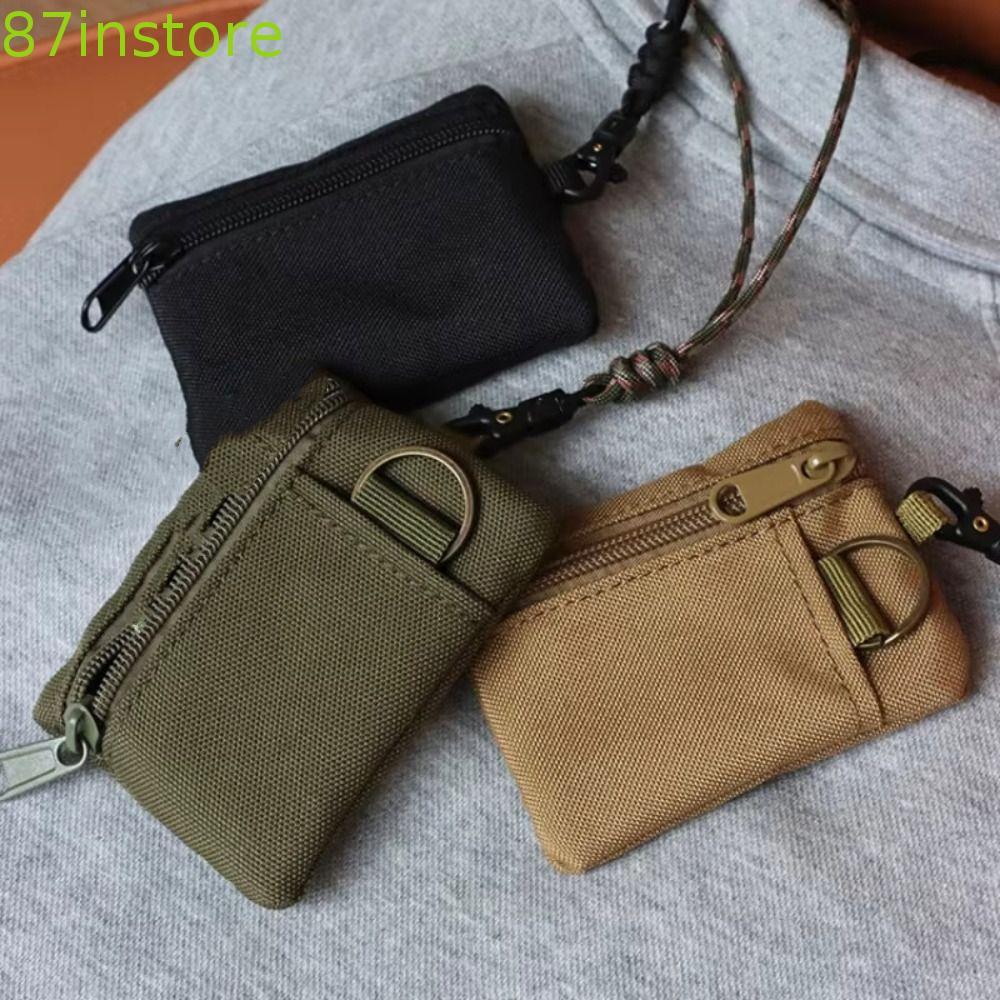 Bolsa De Moedas Pendurada No Pescoço , Mini Carteira Casual De Tecido Oxford De Nylon , Zíper Quadrado Com Cordão Porta-