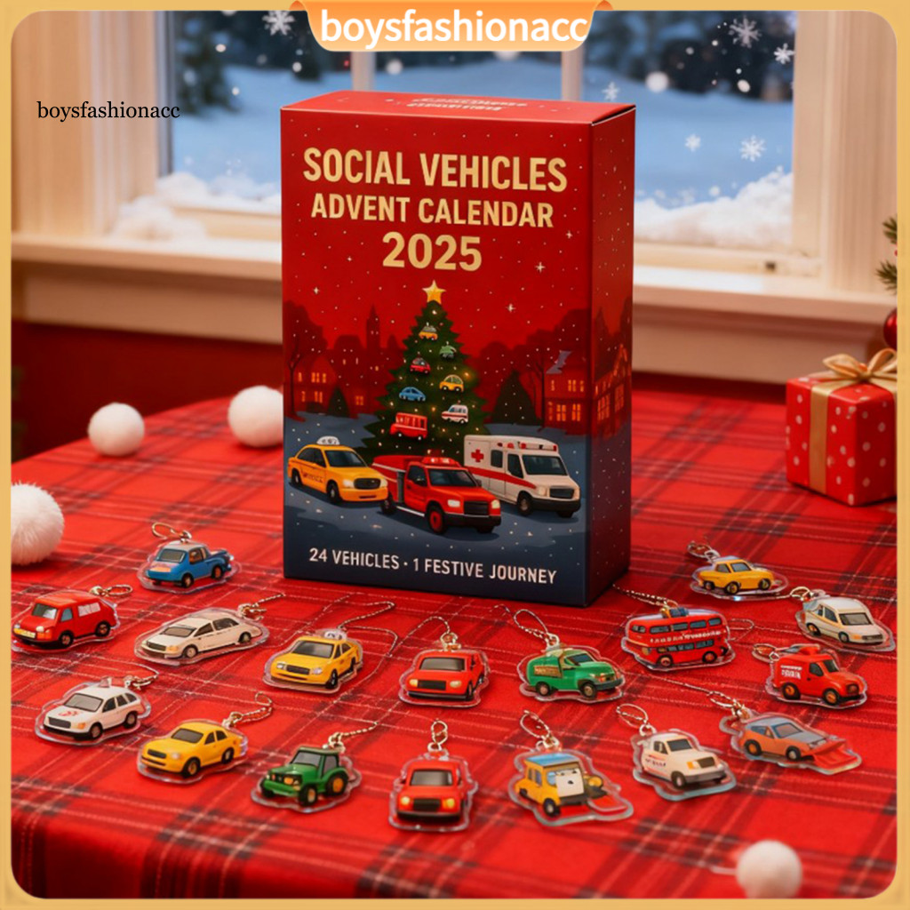 24 Days Acrylic Advent Calendar Ornament for Christmas Tree Countdown Decoration for Kids Car Lovers – Festive Holiday