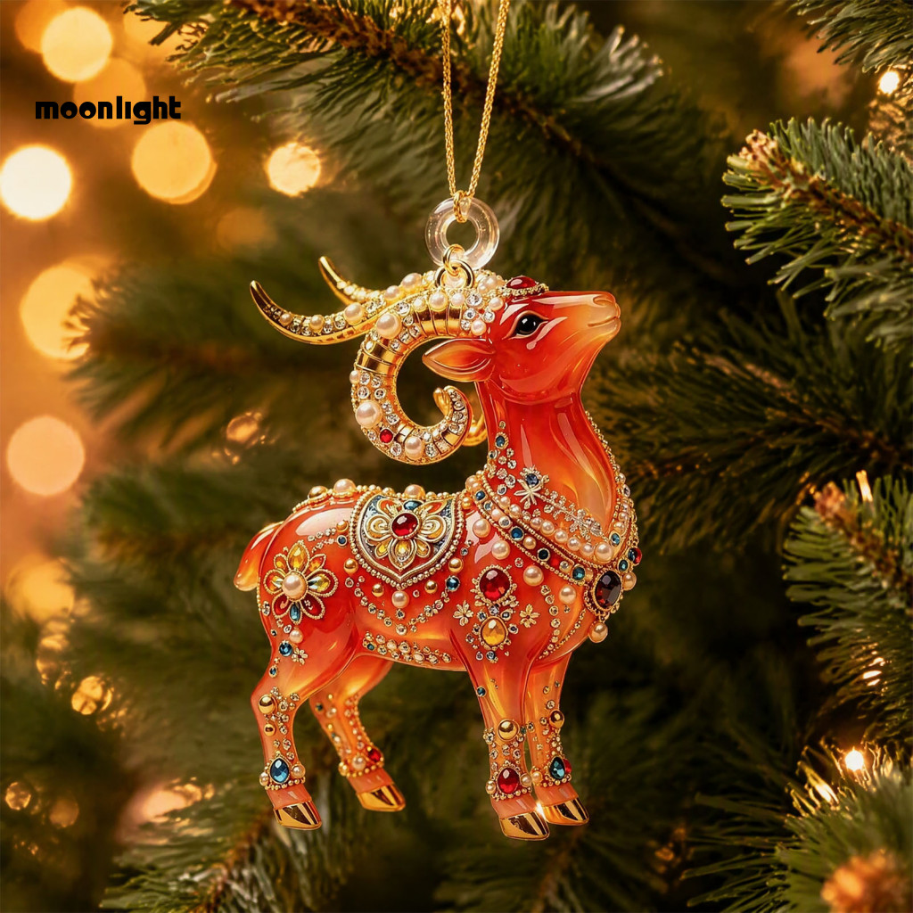 Cute 2d Sheep Hanging Ornament Acrylic Pendant – Festive New Year Christmas Decoration for Tree Mantel Car Charming Lu