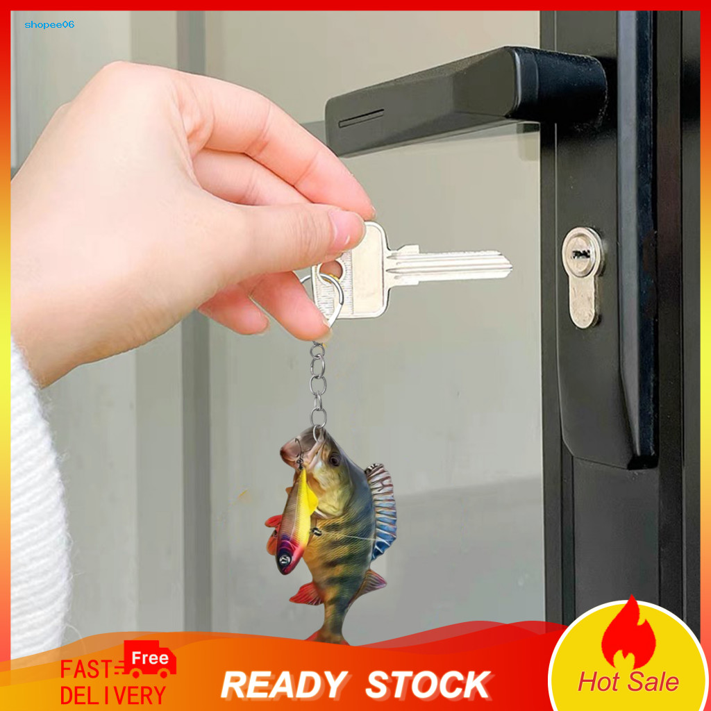 Colorful Fish Car Ornament Vibrant Decoration Hanging Acrylic Keychain Pendant Auto Mirror Charm Accessories Festive Dec