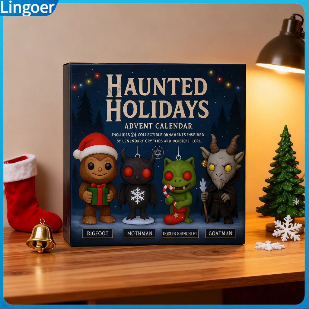 Haunted Holidays 24-day Advent Calendar Christmas Countdown Box – Multifunctional Festive Car Decoration for Holiday F