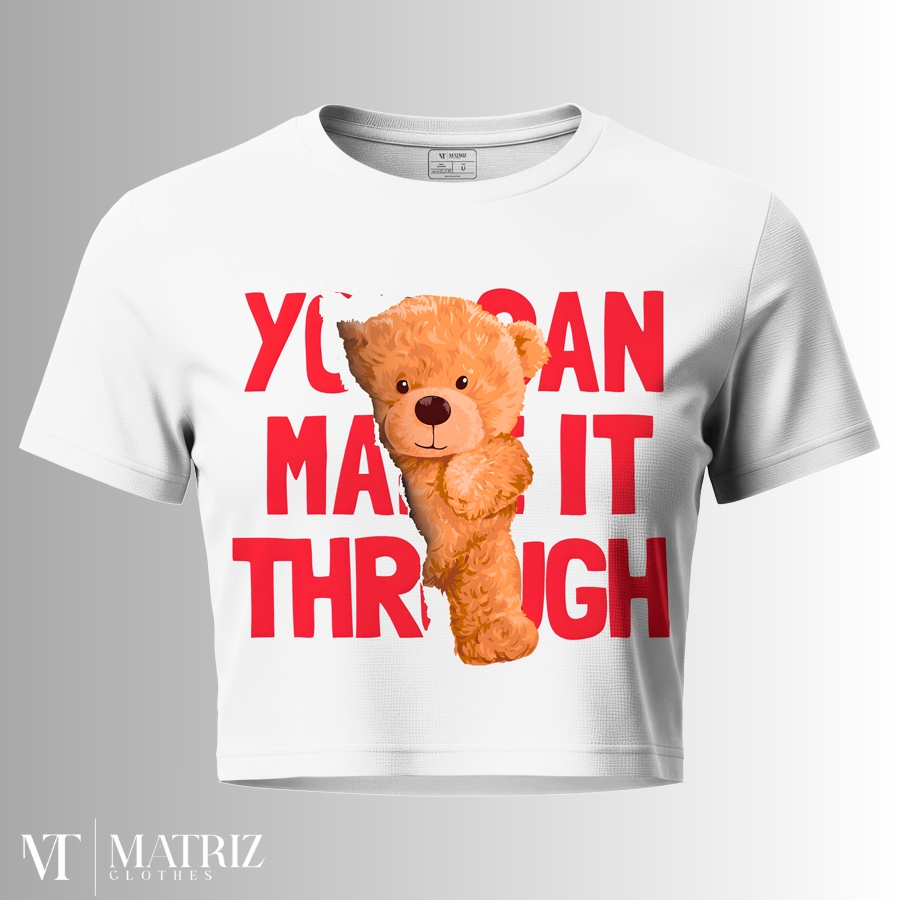 Cropped Blusa Curta Ted T-Shirt Feminina Algodão Estampado  Make It Básica Estilosa Unissex