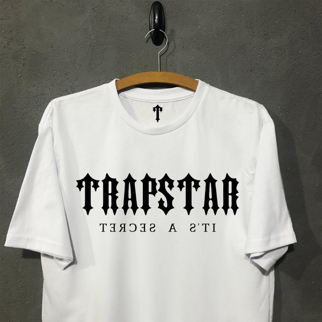 Camiseta Trapstar Masculina Streetwear It's A Secret Logo Frontal Algodão alta qualidade preta branca off-white marrom