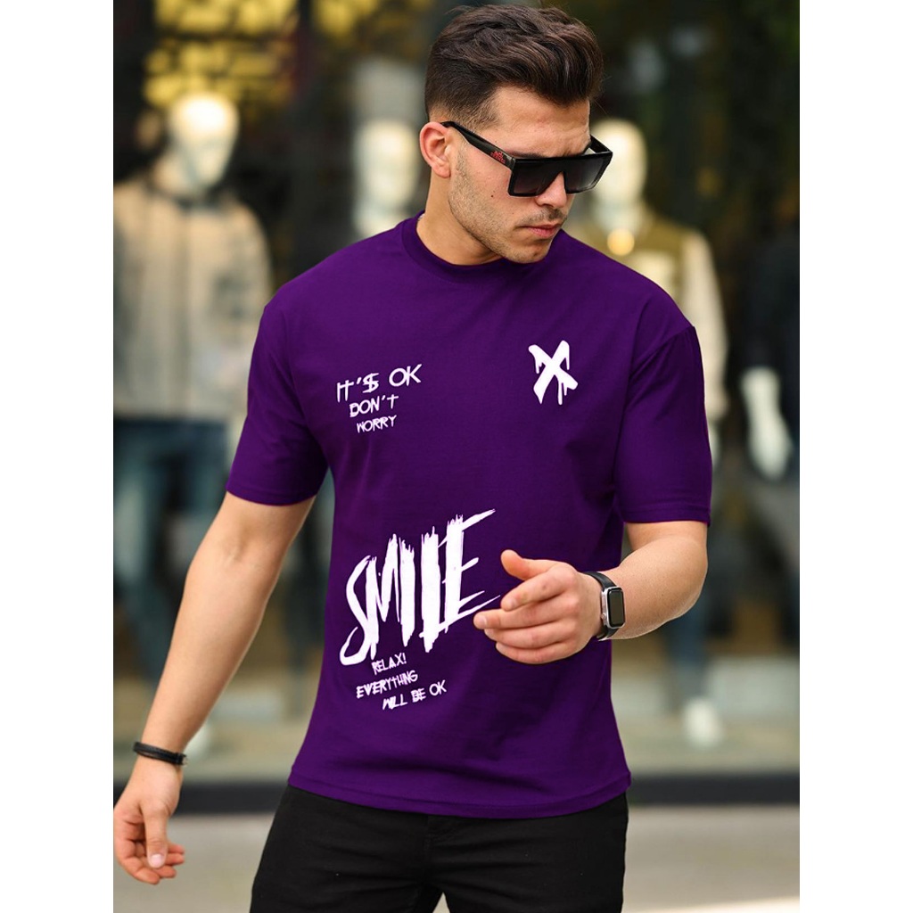 Camiseta Masculina Manfinity It's Ok Smile Camisa 100% Algodão Plus Size