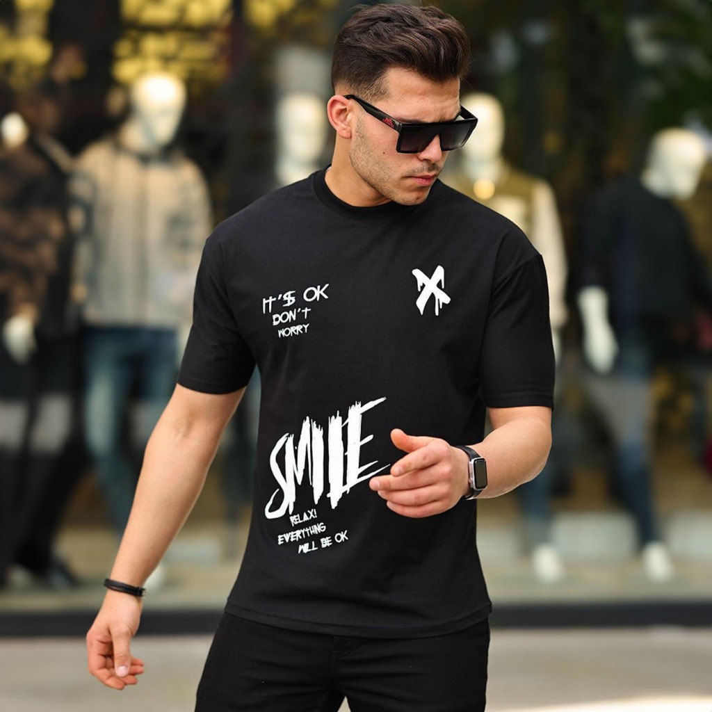 Camiseta Masculina It's Ok Smile Blusa Streetwear Manfinity Plus Size Camisa  100% Algodão