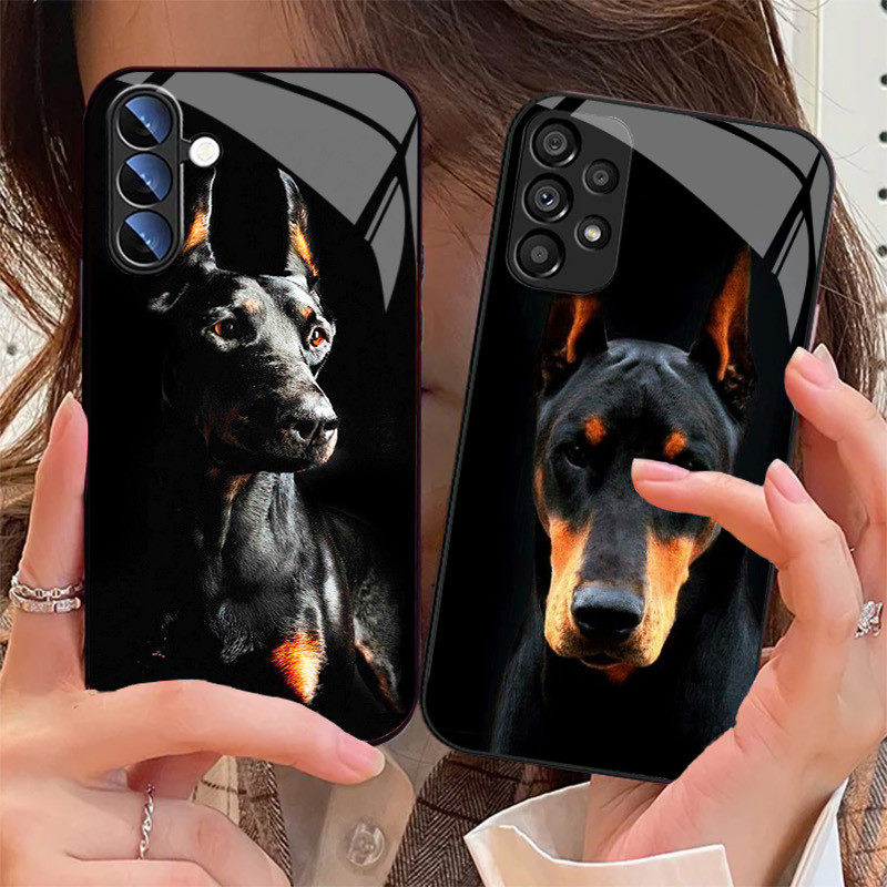 Dachshund Doberman Cão Pinscher 02 Caso De Telefone Vidro Para Samsung Galaxy S25 S24 Ultra S23 Fe S22 Plus S21 S20 S10