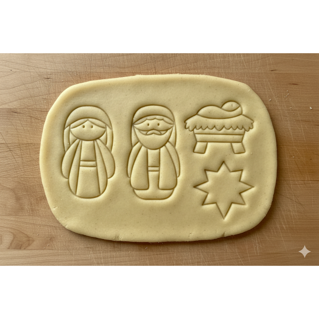 Natal Sagrada Família Kit 4 Cortadores Biscoito Presépio para Pasta Americana Confeitaria Religiosa Decoração Bolo