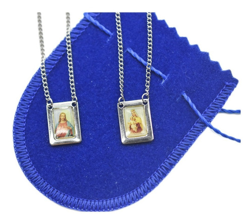 Escapulário Nossa Senhora Do Carmo E Sagrado Coração Aço