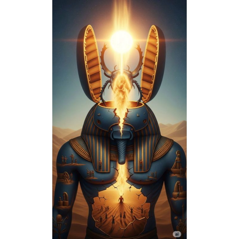 QUADRO DECORATIVO PLACA MDF-DEUS KHEPRI BESOURO SAGRADO