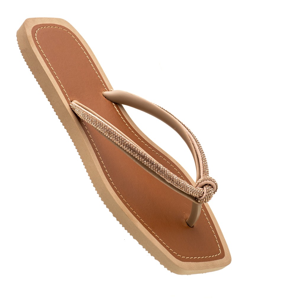 Chinelo Asa Delta K.1003B Feminino com Strass - Conforto e Estilo - Deserto, Off White, Preto