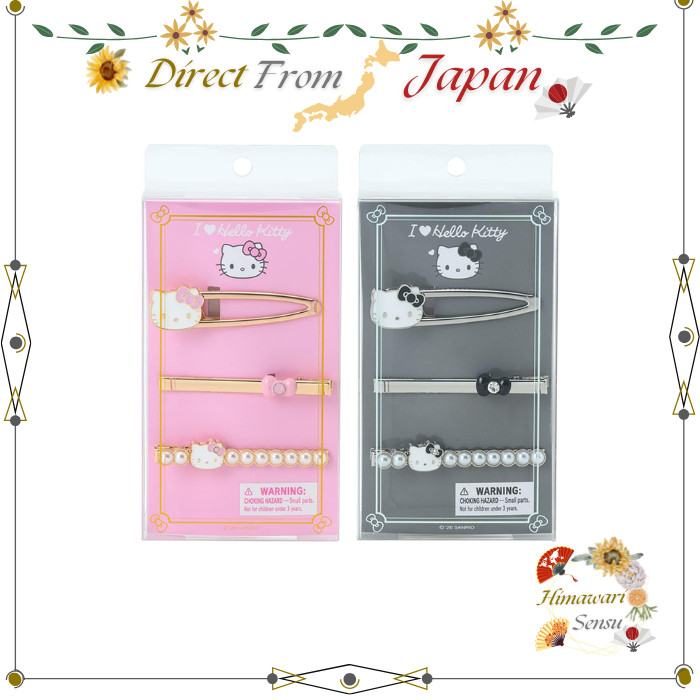 Sanrio Hello Kitty Hair Clips I Love Hello Kitty Pink Black 925705 925748【 Direct from Japan 】