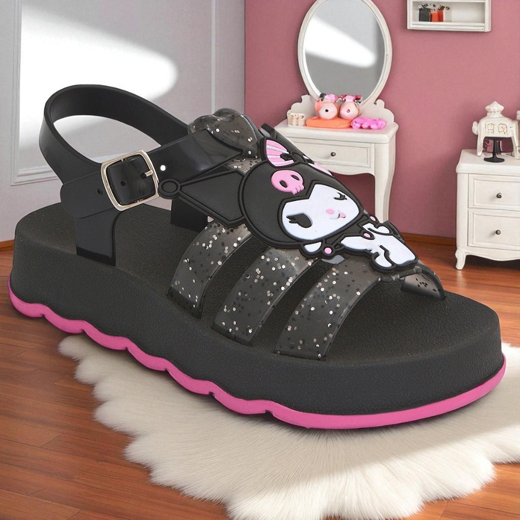 Sandália feminina rasteirinha meninas infantil love lançamento kuromi My Melody Sanrio Hello Kitty