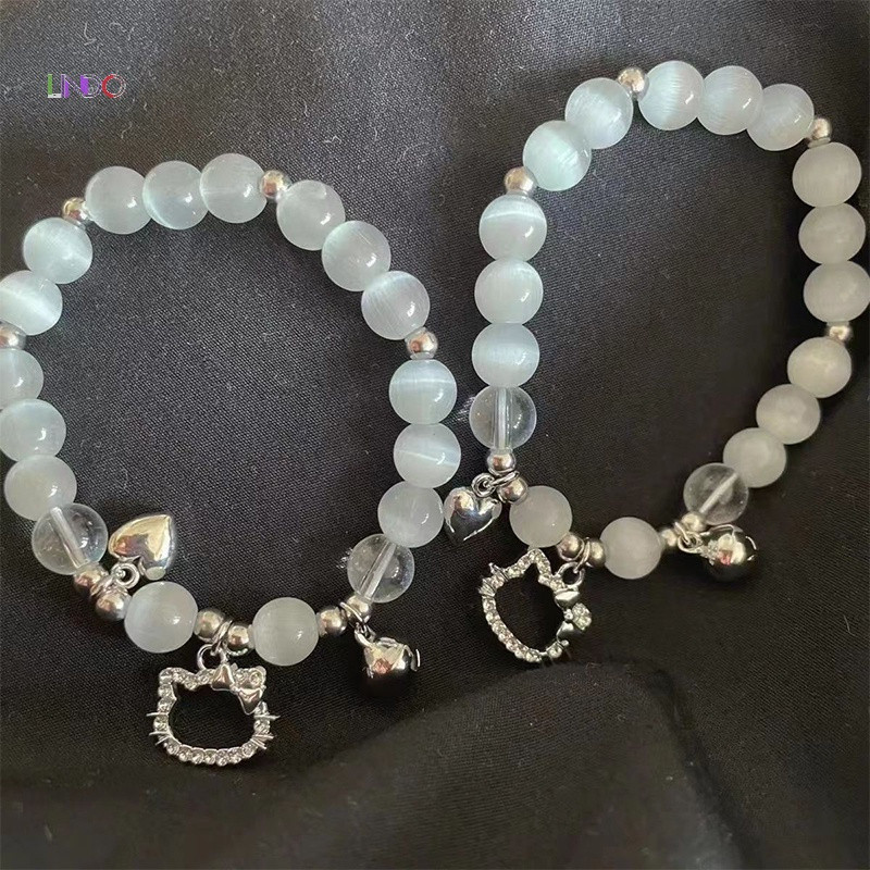 Uequilibrium Sanrio Hello Kitty Love Bell Pulseira De Contas Brilhantes Femininas Feitas À Mão Namorada Presente Jóias E