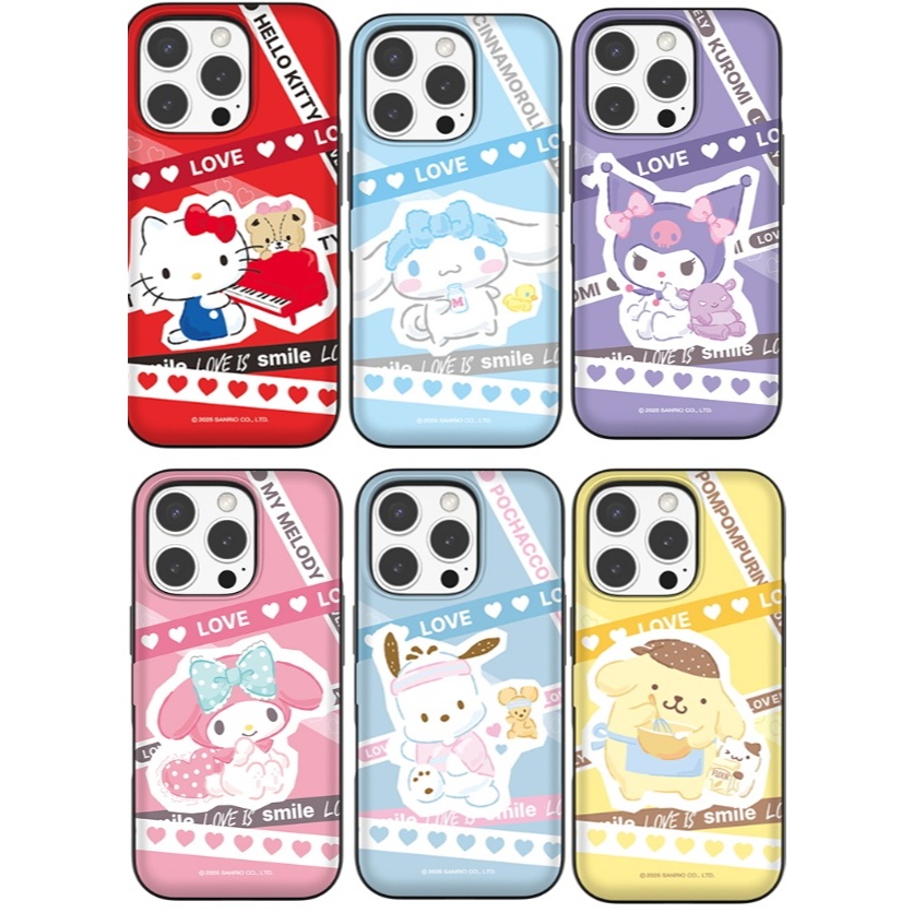 Sanrio Genuíno { IPhone17/16/15 | GALAXY S26/S25/S24 } Capa De Telefone Para Porta De Cartão – Hello Kitty , My Melody , Kuromi , Cinnamoroll Personagens LOVE Line