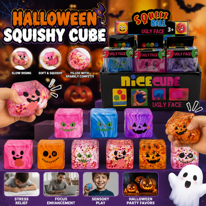 1pc Halloween Clear Mochi Squishy-Jumbo Slow Rising Ice Cube Squeeze Toy Para Lembrancinhas De Festa