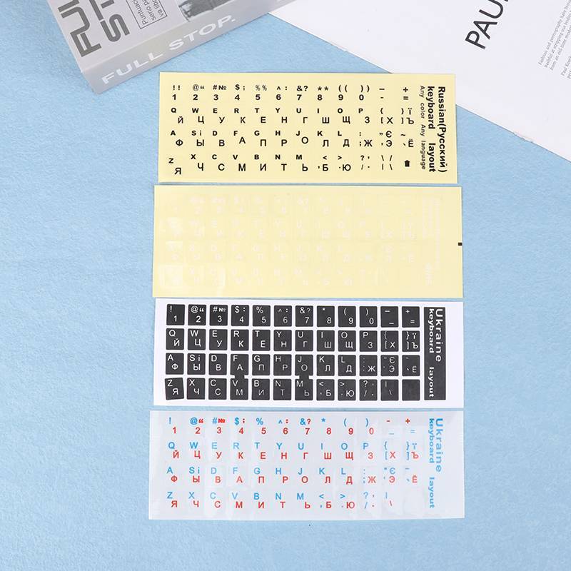AYellowgod 1Pc Teclado De Língua Stier/Clear Baground Branco Azul Vermelho Letras Para Universal PC Laptop BR