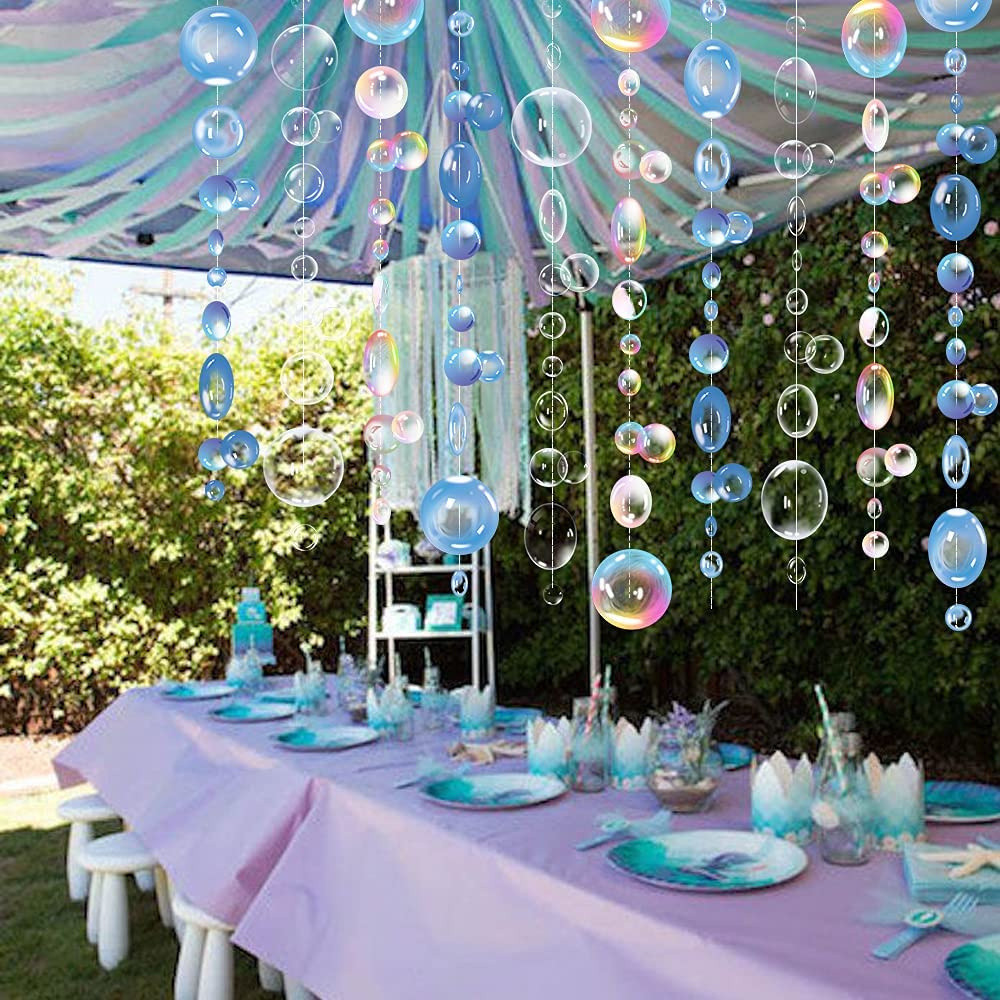 1pcs 2m Blue Purple Clear Bubbles Circle Garlands Under The Sea Themed Party Decor Starfish Jellyfish Hanging Mermaid Su