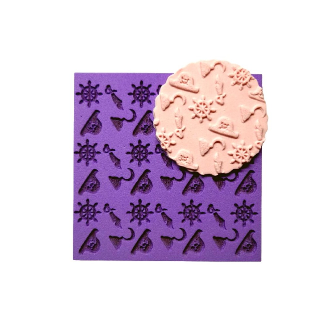TX18 Marcador textura pasta americana biscuit confeitaria  molde pirata