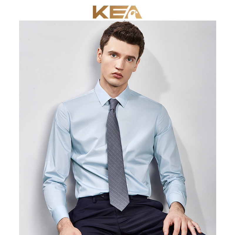 KEA Camisa masculina de manga comprida, roupa Formal profissional de negócios, ajuste fino, algodão puro, não ferro, ant