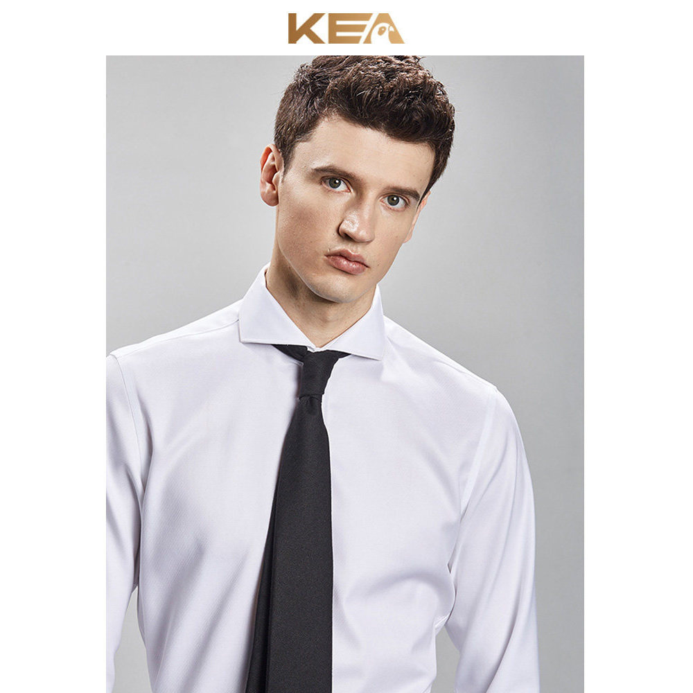 KEA Camisa Masculina De Manga Comprida Italiana Slim-fit Camisa Formal De Negócios Branco Puro Algodão Casamento Noivo C