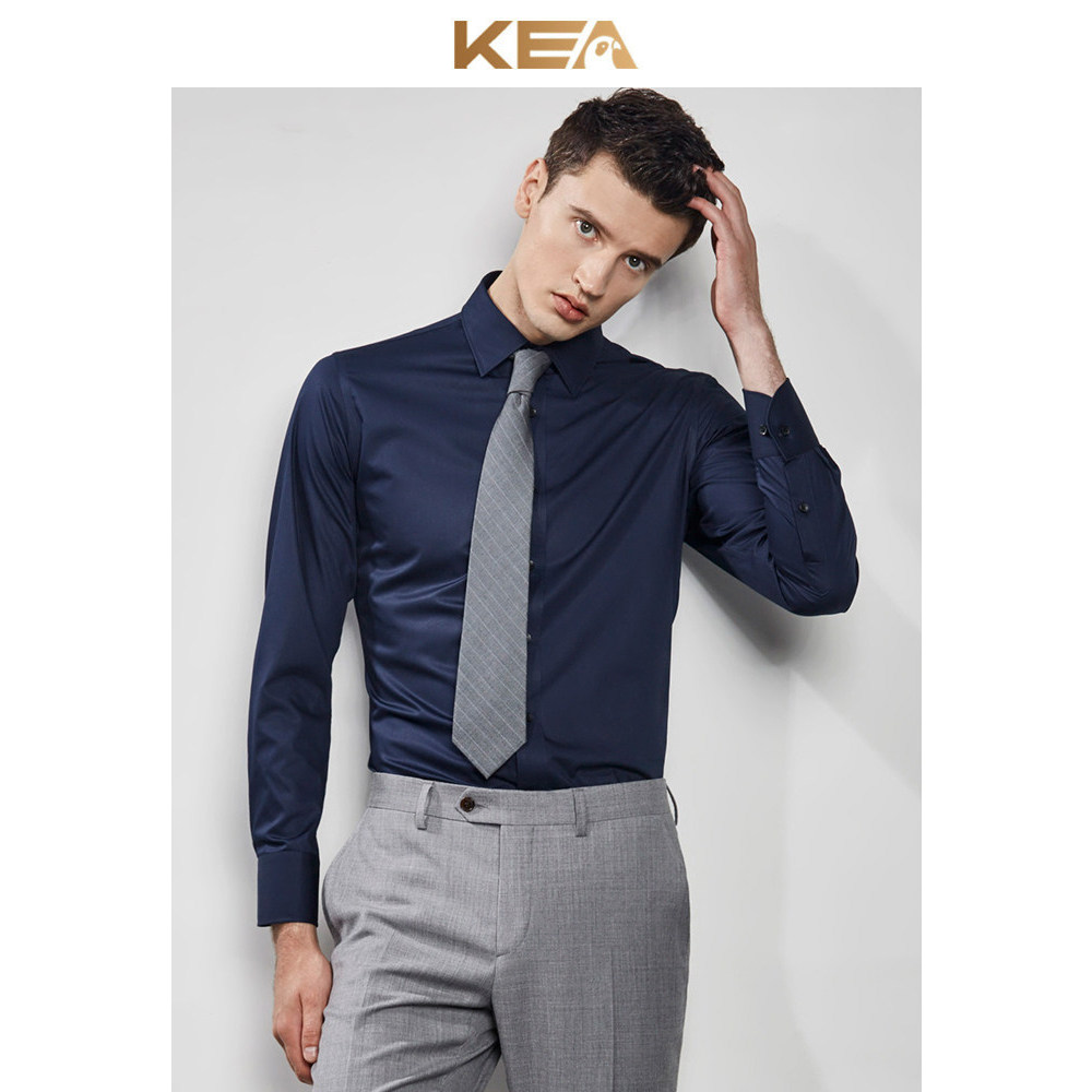 KEA Camisa Masculina De Manga Comprida Slim-fit Business Profissional Formal Wear Trabalho Desgaste Pescoço Quadrado Sim