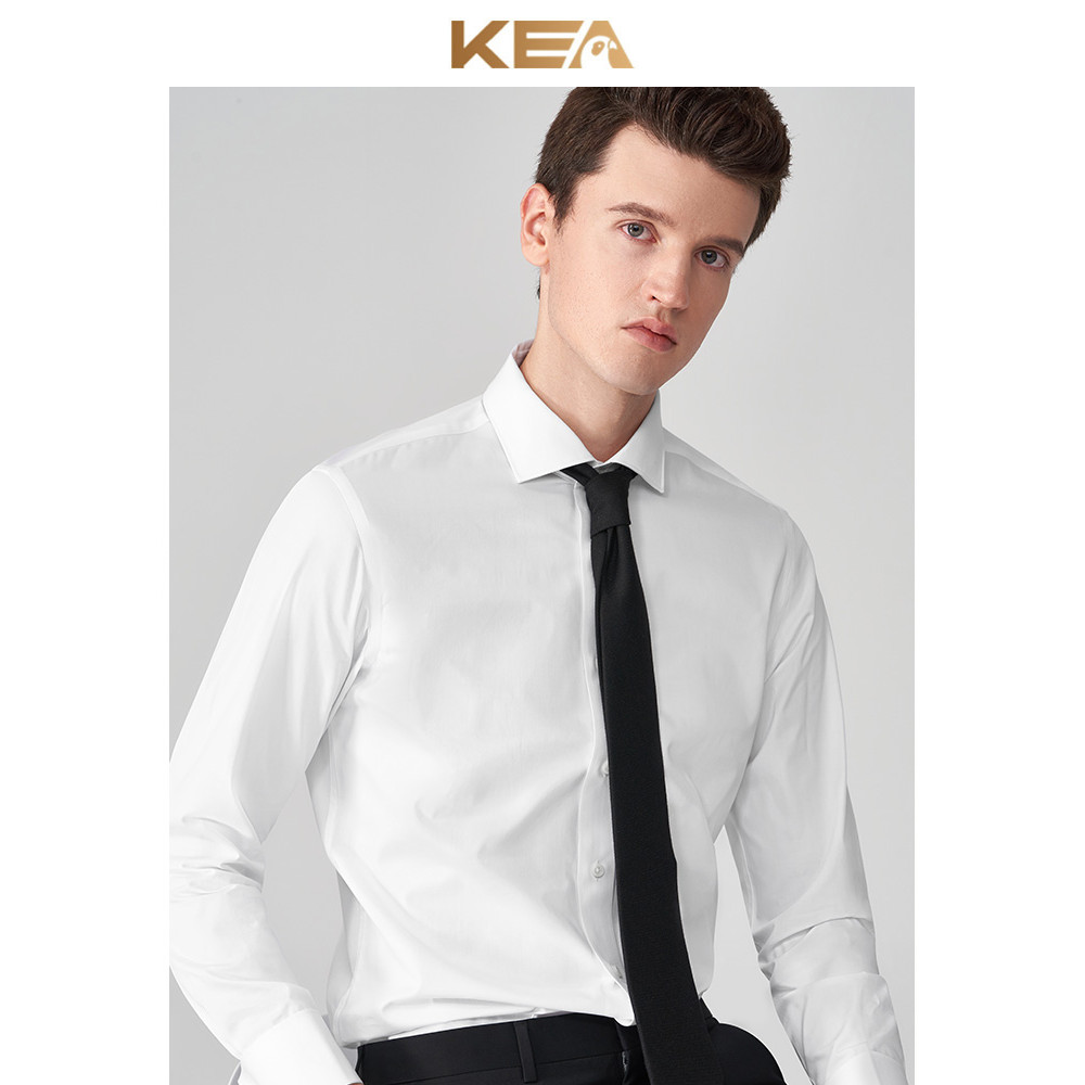 KEA camisa italiana de manga longa branca gola Windsor fino-ajuste negócios Formal Wear noivo padrinhos abotoaduras cami