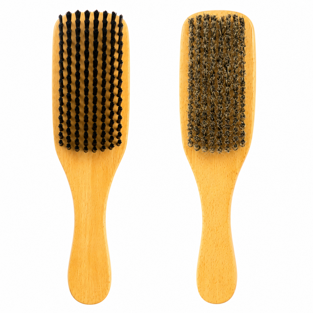 Escova Dupla Face Para Barba E Cabelo Madeira Profissional