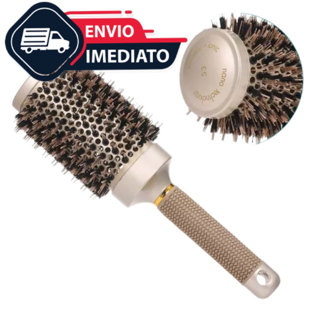 Escova Cerdas de Javali Profissional Ceramica Escova Termica 53mm Ionica Vazada Importada