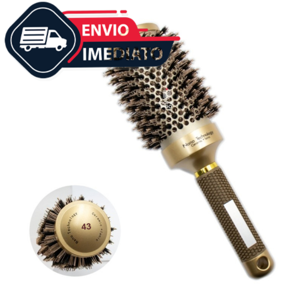 Escova Vazada Termica Profissional Cerda Javali Nano Tecnologia Ceramica 43mm Antifrizz Importada