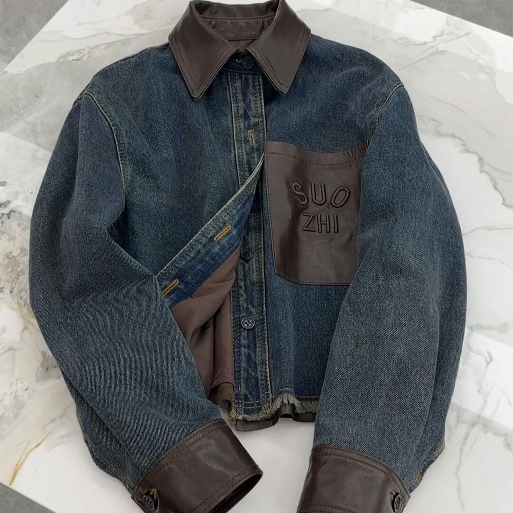2026 Novo Design Sense Feminino Coreano Casual Utilitário Jaqueta Jeans Solta Fit Manga Regular Gola Polo Longa Casacos