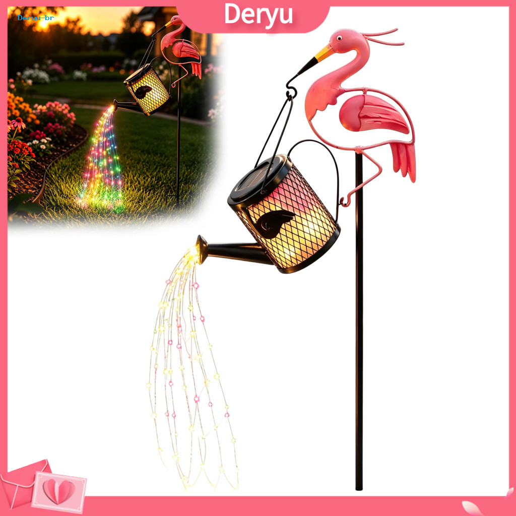 Solar Flamingo Garden Lights Automatic Dusk to Dawn Watering Light Waterproof Led Pathway with Stake Outdoor Patio Lawn