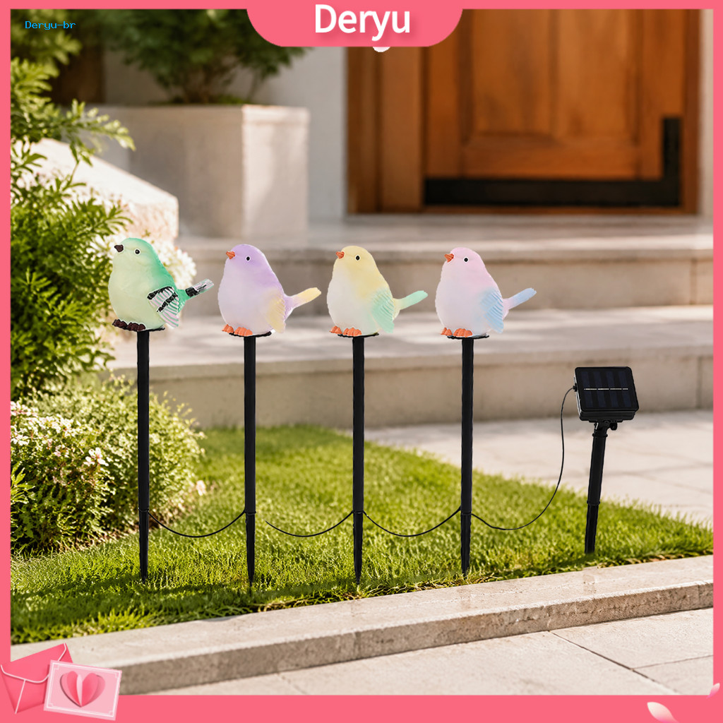 Easy Install Ground Stake Solar Powered Bird Garden Lights Light Waterproof Outdoor Led Pathway Lamp Decorative Figurine