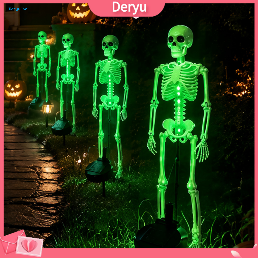 Waterproof Lawn Stakes Solar Powered Garden Decorations Solar-powered 3d Glowing Skull Stake Light Led Halloween Yard De