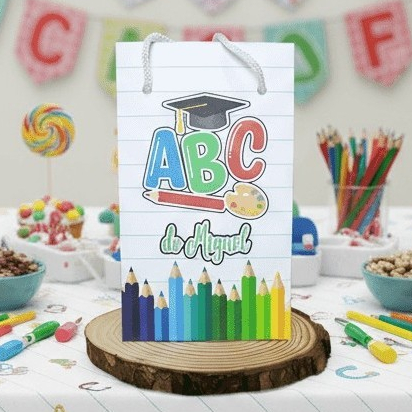 Sacolinha (P) Personalizada Lembrancinha Fromatura  ABC Menino.