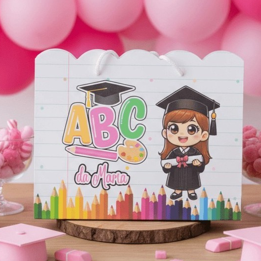 Sacolinha (G) Personalizada Lembrancinha Formatura ABC Menina.
