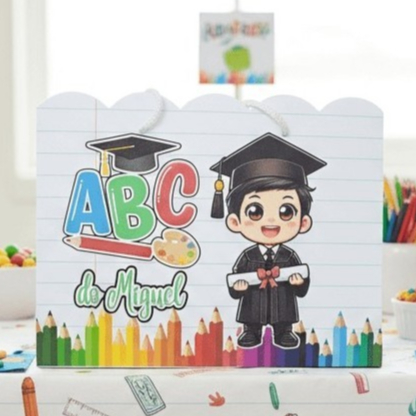 Sacolinha (G) Personalizada Lembrancinha Formatura ABC Menino.