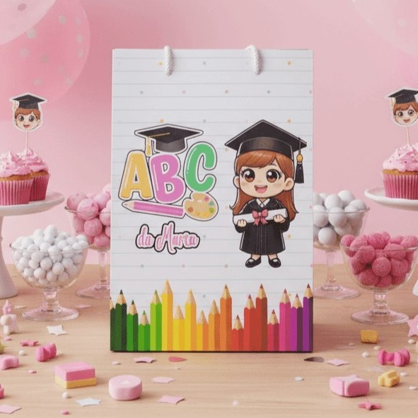 Sacolinha (M) Personalizada Lembrancinha ABC Menina.