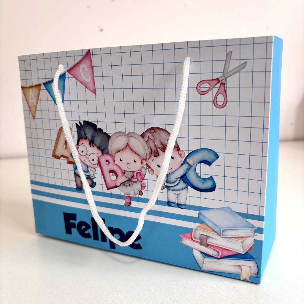 Sacolinha Personalizada Formatura ABC Menino Lembrancinha Festa Infantil Pegue e Monte