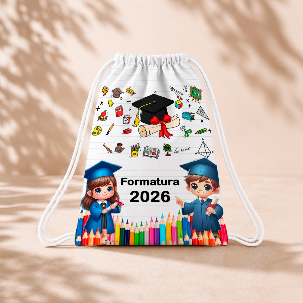 10 Mochila Personalizada 18x26 Sacolinhas Festa Aniversário Lembrancinha ABC formatura M2